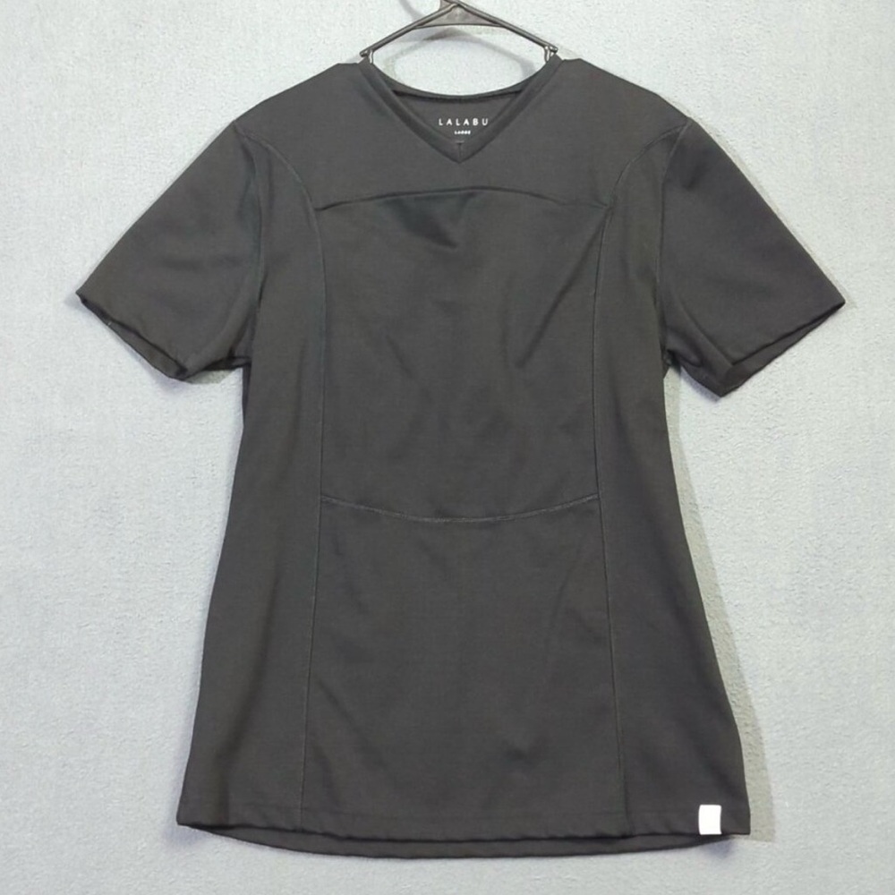 Lalabu Dad Shirt Men's L Black Short Sleeve V-Neck Baby Pouch